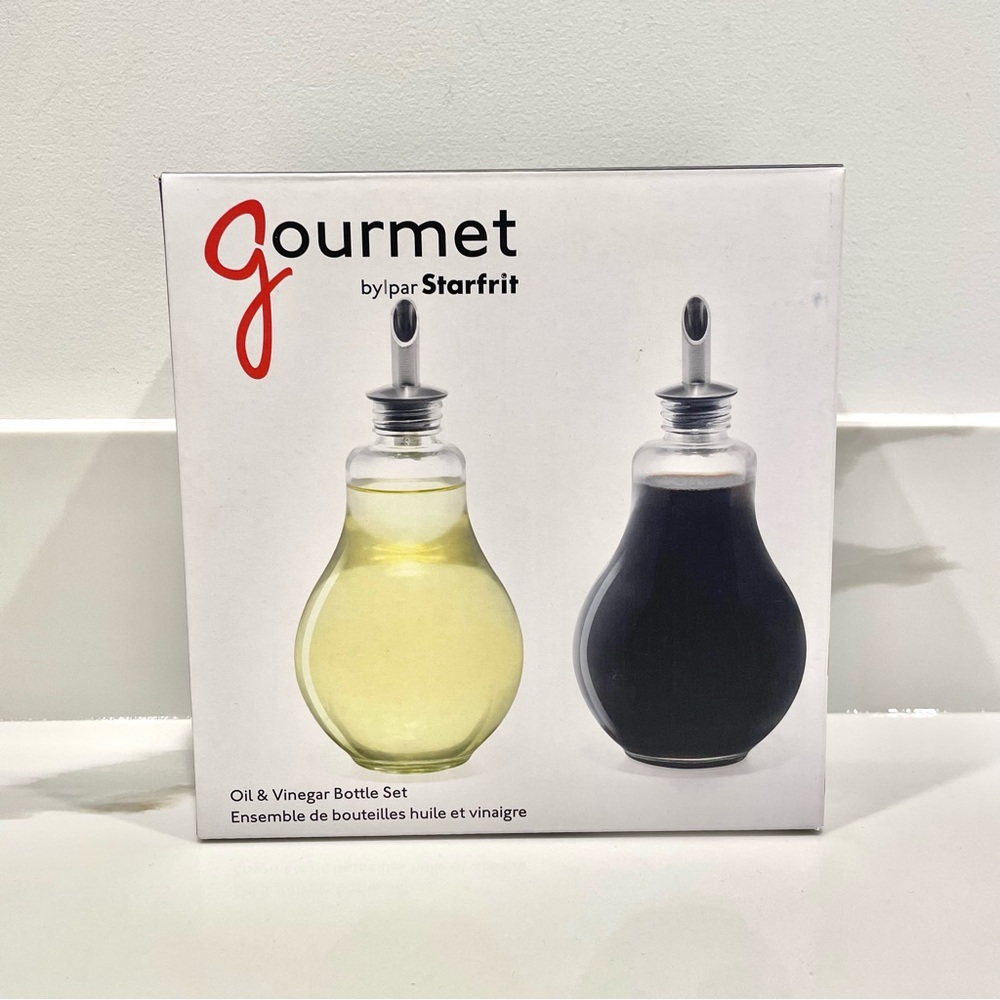 NEW Gourmet By Starfrit Oil & Vinegar Glass Bottle Set